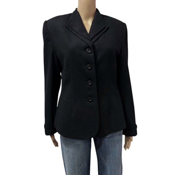 Valerie Stevens Jackets & Blazers - Valerie Stevens Women Wool Blazer Jacket Size 10 Black Buttons